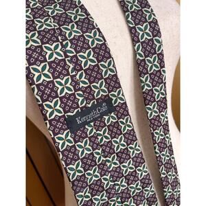 Vintage silk necktie with floral print by Kenneth Cole